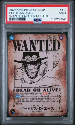 2025 ONE PIECE JPN OP13-CARRYING ON HIS WILL #119 PORTGAS D. ACE PSA 9 - Image 1