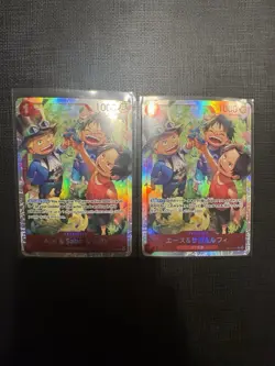 One Piece - Carrying On His Will- Ace, Sabo, Luffy- OP13-007- 1EN + 1JP- Mint - Image 1
