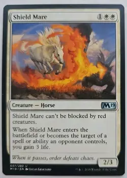 MTG Magic The Gathering Card Shield Mare Creature Horse White M19 - Image 1