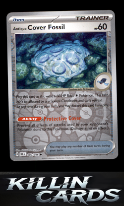 Reverse Holofoil Antique Cover Fossil 080/086 Pokemon Common SV: Black Bolt Card - Image 1