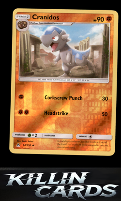 Reverse Holofoil Cranidos 64/156 Pokemon Uncommon SM - Ultra Prism Card NM - Image 1