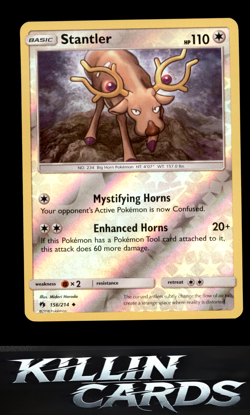 Reverse Holofoil Stantler 156/214 Pokemon Uncommon SM - Lost Thunder Card NM - Image 1