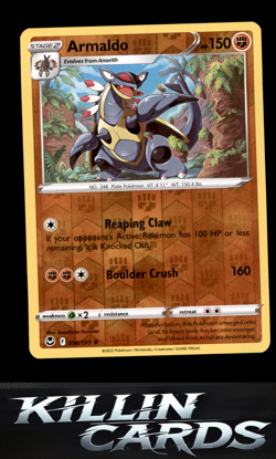 Reverse Holofoil Armaldo 096/195 Pokemon Rare SWSH12: Silver Tempest Card NM - Image 1