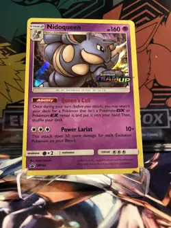Pokemon TCG Nidoqueen (Prerelease) SM160 Team Up Black Star Promo Stamp Holo - Image 1