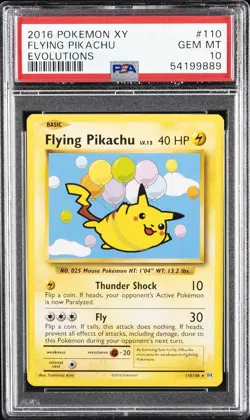 2016 POKEMON XY EVOLUTIONS #110 FLYING PIKACHU PSA 10 - Image 1