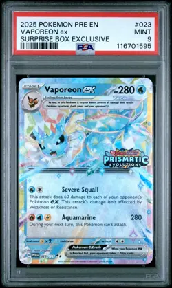 2025 POKEMON PRE EN #023/131 VAPOREON EX SURPRISE BOX EXCLUSIVE PSA 9 - Image 1