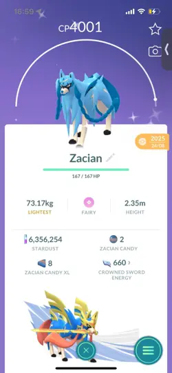 Pokemon Go Shiny Legendary Zacian ( High CP ) - Image 1