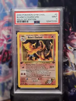 2000 Pokemon Gym Challenge 1st Edition Blaine’s Charizard Holo #2 PSA 9 Mint - Image 1