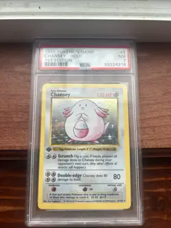 1999 Pokemon Game Base Set #3 Chansey-Holo 1st Edition Shadowless PSA 7 NM - Image 1