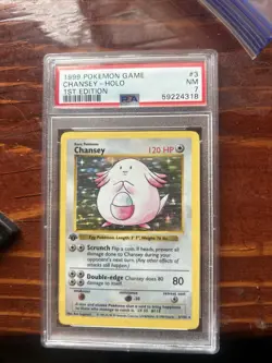 1999 Pokemon Game Base Set #3 Chansey-Holo 1st Edition Shadowless PSA 7 NM - Image 3