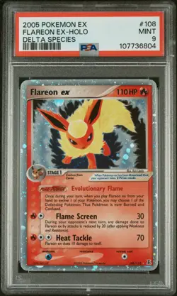 Pokemon Flareon ex EX Delta Species Holo Ultra Rare #108 PSA 9 Mint - Image 1