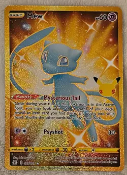 Pokemon TCG Celebrations Mew Gold Full Art Holo Card 25/25 Secret Rare - Image 1