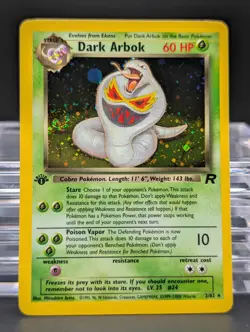 Pokemon 1st Edition Dark Arbok 2/82 Team Rocket TCG Rare Holo Card SWIRL !! - Image 1