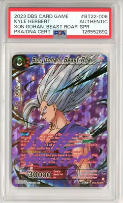 PSA Authentic Signed Kyle Hebert DBS Card Game Son Gohan, Beast Roar BT22-009 - Image 1