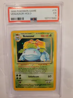 Pokemon TCG Venusaur Holo Rare Card Base Set 15/102 PSA 5 EX - Image 1