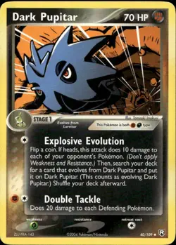 Dark Pupitar 40/109 Uncommon EX Team Rocket Returns Pokemon - Image 1