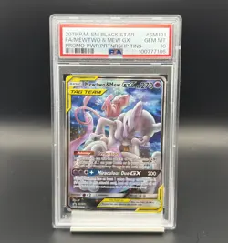 2019 POKEMON SM BLACK STAR PROMO #SM191 FULL ART/MEWTWO & MEW GX PSA 10 - Image 1