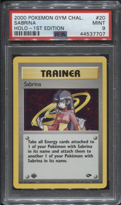 PSA 9 1st Edition Gym Challenge Sabrina 20/132 Holo Rare Pokemon TCG - Image 1
