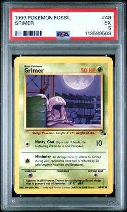 1999 POKEMON FOSSIL #48 GRIMER PSA EX 5 - Image 1