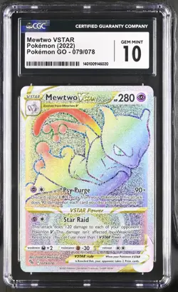 2022 Pokemon Pok^mon GO Mewtwo VSTAR CGC 10 - Image 1