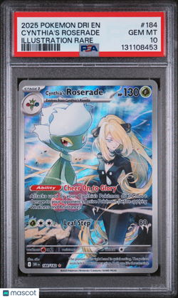 2025 Pokemon Destined Rivals Cynthia's Roserade Illustration Rare PSA 10 184/182 - Image 1
