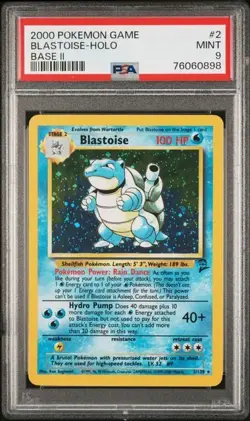 Pokemon Blastoise Base Set 2 Holo Rare #2 PSA 9 Mint - Image 1