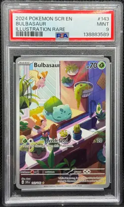 2024 Pokemon EN STELLAR CROWN ILLUSTRATION RARE #143 Bulbasaur PSA 9 - Image 1
