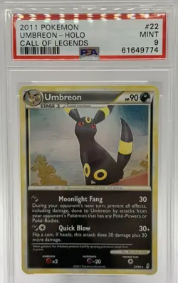 2011 POKEMON CALL OF LEGENDS #22 UMBREON-HOLO PSA 9 - Image 1