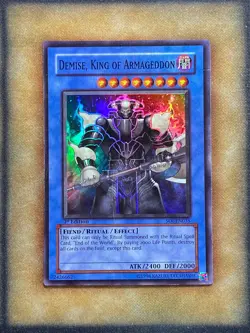 Yugioh Demise, King of Armageddon SOI-EN035 Super Rare 1st Ed DAMAGED - Image 1