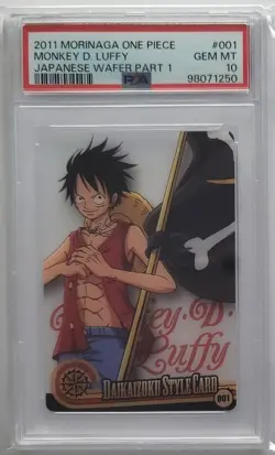 2011 Morinaga One Piece Monkey D Luffy Japanese Wafer Part 1 #001 PSA 10 - Image 1