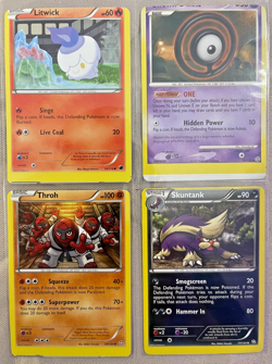 MISCUT! - Unknown O - Litwick - Skuntank - Throh - Pokemon Cards TCG Error Rare - Image 1
