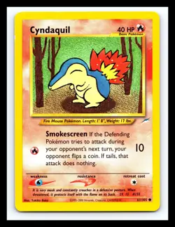 💥 Cyndaquil Pokemon TCG Card Neo Destiny 61/105 Regular WOTC Non Holo - Image 1