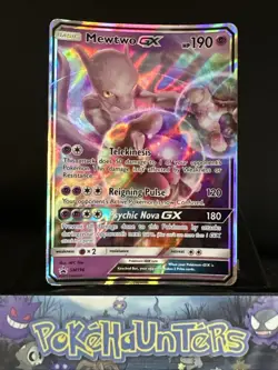 Pokemon Card Mewtwo GX SM196 Black Star Promo STANDARD Size Played - Image 1