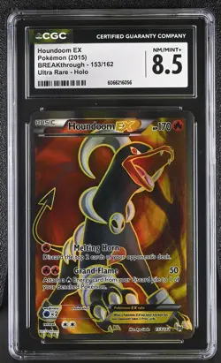 CGC 8.5 Houndoom EX 2015 BREAKthrough 153/162 Ultra Rare Holo Pokemon Card - Image 1