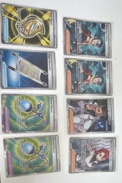 Pokemon TCG Trainer Supporter Holo Lot, Sacred Charm, Grimsley, Ariana, 8 Cards - Image 1
