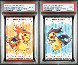 PSA 8.9 Pokemon Business Card Poncho Pikachu Mega Charizard X Y Set Promo 2016 - Image 1