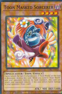 YUGIOH CARD 1 X TOON MASKED SORCERER LDS1-EN058 1ST EDITION - Image 1