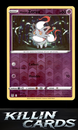 Reverse Holofoil Hisuian Zorua 075/196 Pokemon Common SWSH11: Lost Origin Card N - Image 1