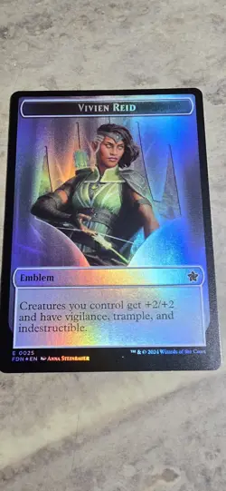 Emblem - Vivien Reid Elf Warrior Double-Sided Token Foundations Foil MTG NM - Image 1