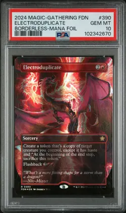 Electroduplicate - #390 - Borderless Mana Foil - Rare - MTG Foundations - PSA 10 - Image 3