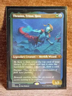 102 Thrasios, Triton Hero Foil Etched CMR #538 NM Never Played MTG - Image 1