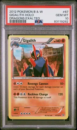 PSA 10 Gem Mint Pokemon Gigalith Holo 67/124 Black & White Dragons Exalted Holo - Image 1