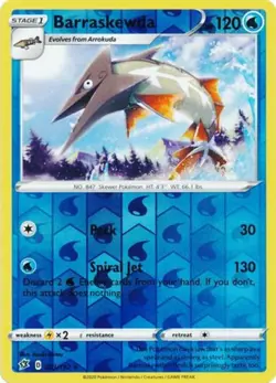 x1 Barraskewda - 053/192 - Rare - Reverse Holo Pokemon SS02 Rebel Clash M/NM - Image 1