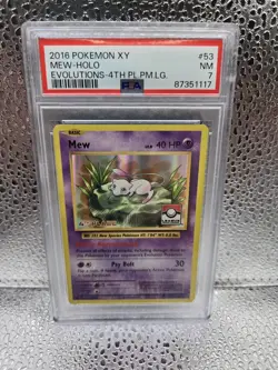Mew 53/108 PSA 7 - 2016 Pokemon XY Evolutions 4th Place League Promo Holo - Image 1
