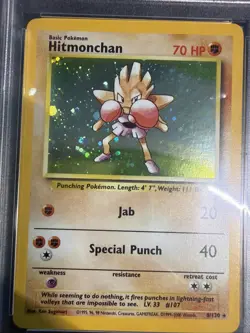 2000 Pokemon Base Set 2 #8 Hitmonchan Rare Holo PSA 9 Mint - Image 2