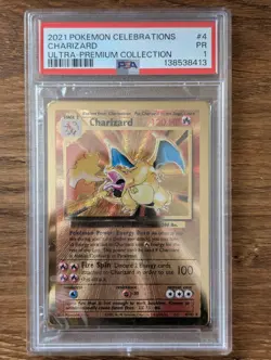 2021 Pokemon Celebrations PSA 1 Charizard #4 Metal Gold UPC Ultra Premium POOR - Image 1