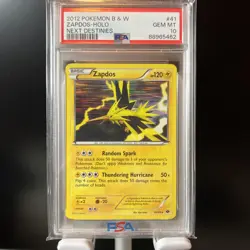 2012 Pokemon Black And White ( B & W ) Next Destinies #41 Zapdos Holo PSA 10 - Image 1