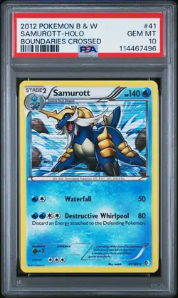 2012 POKEMON B&W BOUNDARIES CROSSED #41 SAMUROTT-HOLO PSA 10 - Image 1