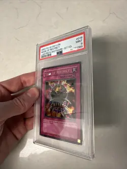 2003 LON 018 Mask of Restrict 1st Edition Ultra Rare Yu-Gi-Oh! PSA 9 - Image 3