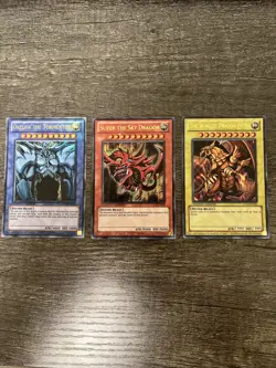 Yugioh! Dragon of Ra, Obelisk, Slifer LC01 3-Card Egyptian God Set Ultra NM - Image 1